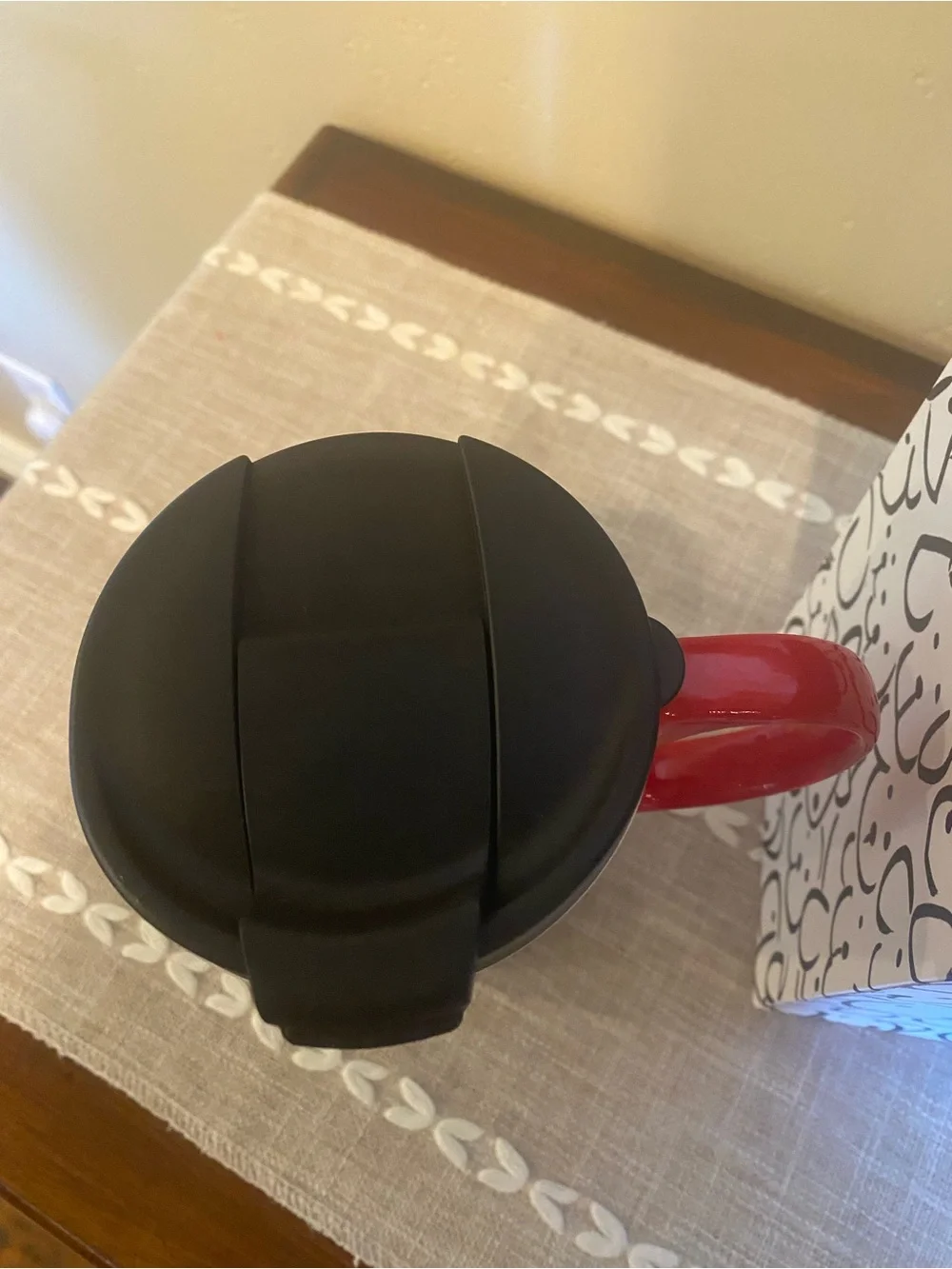 Travel Mug with Dog Design - Red Handle